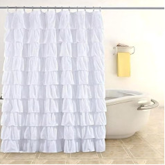 YYW Sabarry Ruched Shower Curtain, антибактериальная водоотталкивающая, полиэфирная ткань, занавеска для ванной комнаты, ванна, белый