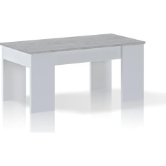 Wink Design Rik Cement Beistelltisch, Offene weiße Lärche, Beton, H44,6 x 100 x 50 см