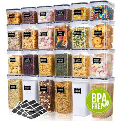 Набор банок для хранения Home Melody BPA Free - 24 штуки разных размеров, кухонный органайзер с этикетками для маркировки, коробки для приготовления 