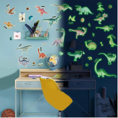 CHEVVY Wall Tattoo Dino Luminous Stickers Luminous Dinosaur Wall Stickers 20 Different Dinosaur Gifts Dinosaur Wall Sticker for Children's Room Bedroom