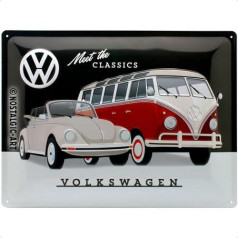 Nostalgic Art 23255 Volkswagen/VW Vintage Meet the Classics | Retro Tin Sign | Wall Plaque | Wall Decoration | Metal | 30 x 40 cm 30 x 40 cm Разноцветный, 30 x 40 x 0.2 cm