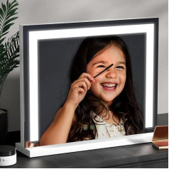 Heilmetz® 3-в-1 Голливудское зеркало, светодиодное гримерное зеркало с подсветкой, большое, 3 цвета подсветки, регулируемая яркость, сенсорный в