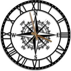 MOXVIO Circinus 45cm Metal Wall Clock, Black Compass Wall Clock, 3D Silent Non Ticking Metal Wall Clock - декоративное искусство класса люкс для гостиной, кухни, столовой, спальни, сада и 
