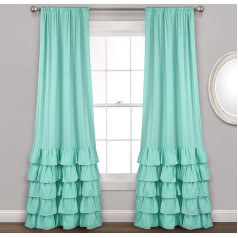 Lush Decor Allison Ruffle Curtains, комплект штор для гостиной, столовой, спальни (пара), 84 x 40 дюймов, Aqua