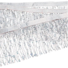 GOMAKERER 10 ярдов Sequin Fringe Trim, серебряные пластиковые блестки кружева кисточки шитье бахрома отделка одежды аксессуары для DIY танцевальной сцен