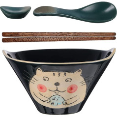 Kichvoe 19cm Ceramic Ramen Bowl Set, фарфор, миска для лапши с палочками, ложка и палочки, держатель, Pho Bowl, Soup Bowl, Large Noodle Bowls