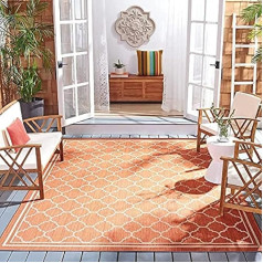 SAFAVIEH Spalier Teppich für Drinnen & Draussen - Courtyard Collection, Kurzer Flor, Terrakotta und Knochen, 201 X 290 см