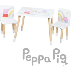 Roba Набор детских кресел Peppa Pig, 2 детских стула и 1 стол для детей, набор кресел с розовым мультяшным мотивом, дерево белое / натуральное, от 18 м
