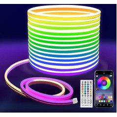 Mmeevt Неоновая светодиодная лента 10 м, RGB неоновая светодиодная лента IP65 водонепроницаемая, гибкая неоновая светодиодная лента с пультом дис