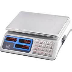 MOKEKA Professionelle elektronische Waage 40 kg - LED-Display, hohe Präzision, Platte aus Edelstahl, wiederaufladbarer Akku, geeignet für Lebensmittel und Handel,
