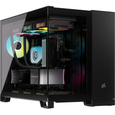 Корпус для ПК CORSAIR iCUE Link 2500X RGB с закаленным стеклом mATX Mid-Tower Dual Chamber - 2x вентилятора CORSAIR RX120 RGB в комплекте - широкая гибкость охлаждения - обрат