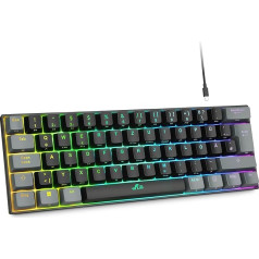 Rii Mechanical Keyboard Беспроводная игровая клавиатура Bluetooth с RGB, игровая клавиатура Bluetooth с синим переключателем, трехрежимная игровая клавиатура 