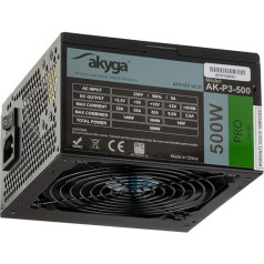 Блок питания Akyga 500 Вт 120 мм бесшумный вентилятор серый черный черный
