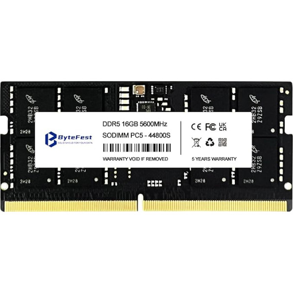 ByteFest DDR5 RAM 16GB 5600MHz PC5-44800 CL40 1.1V SODIMM On-DIE ECC 262-Pin Laptop/Notebook Memory Module