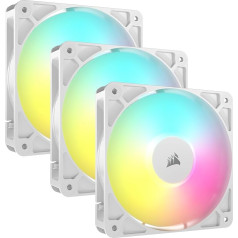 CORSAIR RS120 ARGB 120mm PWM Fan - Daisy Chain Connection - Low Noise - Magnetic Dome Bearing - Triple Pack - White