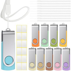 USB-флешки 16GB USB 3.0 Memory Stick Pack of 10 Uflatek Memory Stick Morandi Mixed Colour Flash Drive Rotate USB Flash Drive Colourful Thumb Drive External Data Stick with Blanker Sticker Lanyard