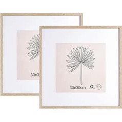 LYYYYX Picture Frame 30 x 30 cm with Mount Wooden Photo Frame with Plexiglass for Vertical or Horizontal Hanging/Standing, Picture Frame for Photos, Posters, Puzzles, Pack of 2