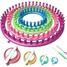 Readaeer Knitting Set, Knitting Ring, Knitting Frame, Hand Knitter, Knitting Accessories, Crochet Set, Tool with Crochet Hook and Pompom Maker, Knitting Rings Set, Knitting Frame Knitting Loom