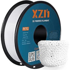 PETG Filament 1.75 mm, XZN 3D Printer Filament PETG, Dimensional Accuracy +/- 0.02 mm, 1 kg Spool - White