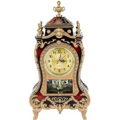 Ymiko Vintage Style Table Clock Antique, Antique Home Hotel Decorative (Red_Bronze)