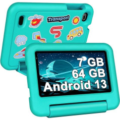 Sebbe Детский 7-дюймовый планшет Android 13, 7 ГБ ОЗУ + 64 ГБ ПЗУ (TF 1 ТБ), планшеты с блокировкой от детей, предустановленные приложения для детей, план