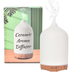Керамический аромадиффузор 250 мл, белый диффузор для эфирных масел, ультразвуковой увлажнитель с регулируемым режимом тумана и таймером, м