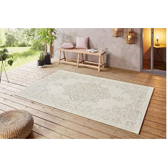 NORTHRUGS Ковер для помещений и улицы 80 x 150 см - погодоустойчивый восточный винтажный дизайн с медальоном Коврик для патио Коврик для балкона Ко