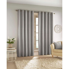 Enhanced Living Savoy Thermal Eyelet Curtains Velvet Chenille 100% Blackout 90