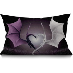 BGBDEIA Double Dragons Love Heart Cotton Linen Decorative Cushion Cover Throw Pillow Case for Couch Sofa Bed 30x50cm 12x20 Inches