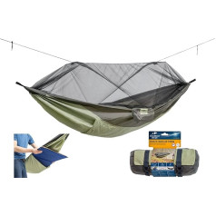 AMAZONAS - Ультралегкий Hängematte Moskito-Traveller Thermo | Ultraleichte Hängematte mit Moskitonetz. Hängematten inkl. Fach für eine Isomatte | Belastbar bis 200 kg; Maße 2,75m x 1,40m