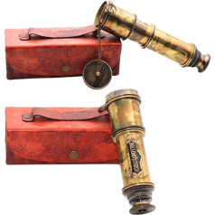 Подзорная труба BAZROSS Brass Maritime 15x Vintage Pirate Spyglass Telescope, функциональная латунь и четкое видение пиратского телескопа с премиальным кожаным чехл