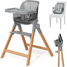 Детский складной деревянный стульчик 4-в-1 Ezebaby High Chair Baby с 6-месячного возраста с функцией барного стульчика с бустерным сиденьем прозрачный