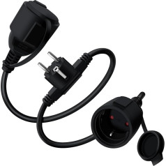 HuaLiSiJi Schuko Y Cable Extension Cable Schuko 16 A 250 V Protective Contact Extension Cable Schuko Double Plug Cable for Outdoor or Indoor Use at Home, Office (0.5 m)