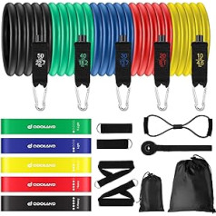 Odoland Resistance Bands Gymnastikband Widerstandsband Set mit Trainingsguide: 5X Expander Tubes, 4 x Fitnessbänder, Griffe, Türanker, Fußschlaufen, Tragebeutel