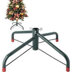 EZYDECOR Iron Christmas Tree Stand, 21 Inch Rolling Christmas Tree Stand for Artificial Trees, Diameter 3.5 cm Interior Tree Holder (Green-2) 54 cm