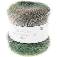 Rico Essentials Super Kid Mohair Loves Silk Print, Lace Yarn Mohair Silk Colour Gradient for Knitting and Crocheting, Lace Wool Needle Size 4.5 mm, 50 g Approx. 400 m