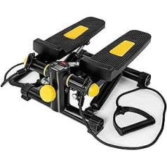 Mini Stepper for Home with Power Ropes - Maximum Load 100 kg - Adjustable Resistance - Swing Stepper with Multifunctional Display - Stepper Home Trainer Small Plenergy X1