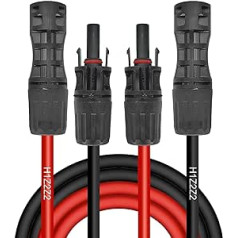 Solar Cable 4 mm², Solar Cable Extension 1/2/3/5 m, PV-LTM5-1500V Sockets and Plugs Extension Cable (Red/Black) (4 mm² 5 M)