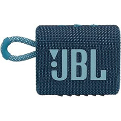 JBL Go 3: Portable Bluetooth Speaker, Built-in Battery, Waterproof and Dustproof, Blue JBLGO3BLUAM