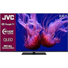 JVC Google TV 55 Inch QLED TV (4K UHD Smart TV, HDR Dolby Vision, Dolby Atmos, Triple Tuner) LT-55VGQ8255