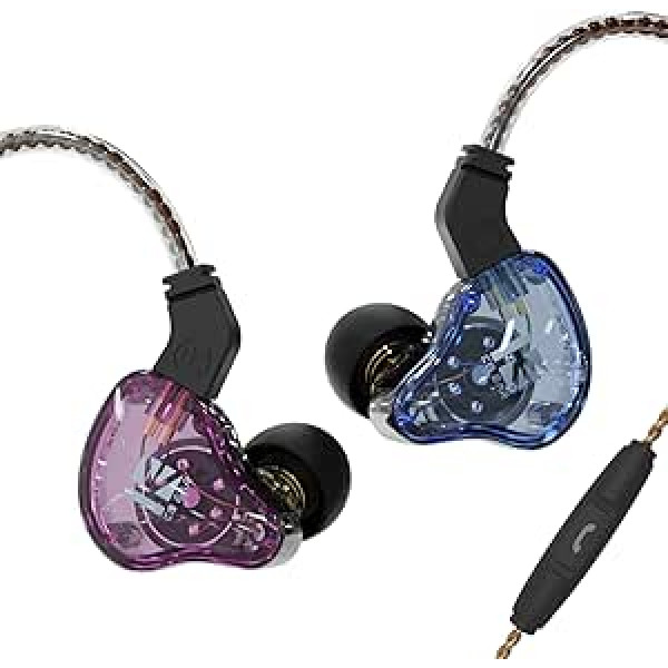 KEEPHiFi KBEAR KS2 Wired Headphones, 1BA + 1DD, 10mm Composite Membrane Units in Ear Monitors, 6N OFC Headphones, Removable Cables, HiFi Bass, Blue, Purple)