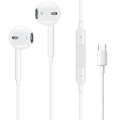 USB C Earphones for Samsung Galaxy S23 S22 S21 S20 In-Ear Headphones Wired Stereo Sound with Mic and Volume Control Noise Isolating Earbuds for Huawei P50/P40/P30, iPad Pro