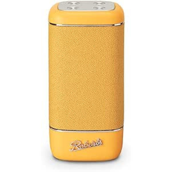 Roberts Beacon 325 Bluetooth Speaker - Portable, Rechargeable, 12 Hours Battery Life, Two Passive Bass Membranes, Vintage Design, Bluetooth, Streaming, Aux Input, 2 Year Warranty Sun Yellow