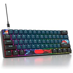 SOLIDEE Portable 60% Mechanical Gaming Keyboard, 61 Keys Compact RGB LED Backlight, Wired Keyboard with USB Type C Cable, Linear Red Switch for Windows PC Mac (61 Monstor)