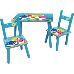 Fun House Kinder Baby Shark 713439 Прямоугольный стол Высота 41 х Длина 61 см 42 см с 2 стульями Высота 49,5 х Ш 31 х Д 31,5 см МДФ Разноцветный