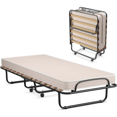 Goplus Односпальная раскладная кровать, 80 x 185 см, раскладная кровать для взрослых с матрасом из пены с эффектом памяти 6,5 см, ортопедическая, на
