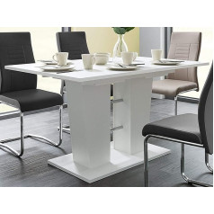 Newfurn Обеденный стол белый Стол для столовой Кухонный стол II 140-180 x 75 x 90 см (Ш x В x Г) Синхронный Раздвигается до 180 см 22 мм Кромка ABS