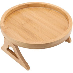 Hapivida Деревянный столик-подлокотник, складной поднос для дивана, круглый подлокотник для пульта дистанционного управления, напитков, закус