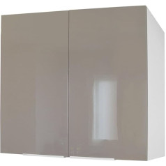 Berlioz Créations Верхний кухонный шкаф Berlenus с 2 дверцами, Taupe Haute Brillance, 80 x 33