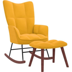 Vidaxl Кресло-качалка с табуретом Главная Крытая гостиная Расслабляющее кресло-качели Footstool Footrest Rocker Furniture Mustard Yellow Velvet